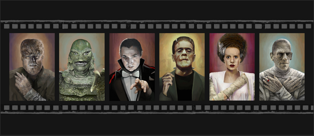 Classic TV Monsters- 12x28 Special Edition Glicee, signed and numbered, limited to 250