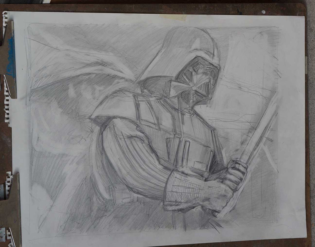 pencil sketch for Darth Vader painting