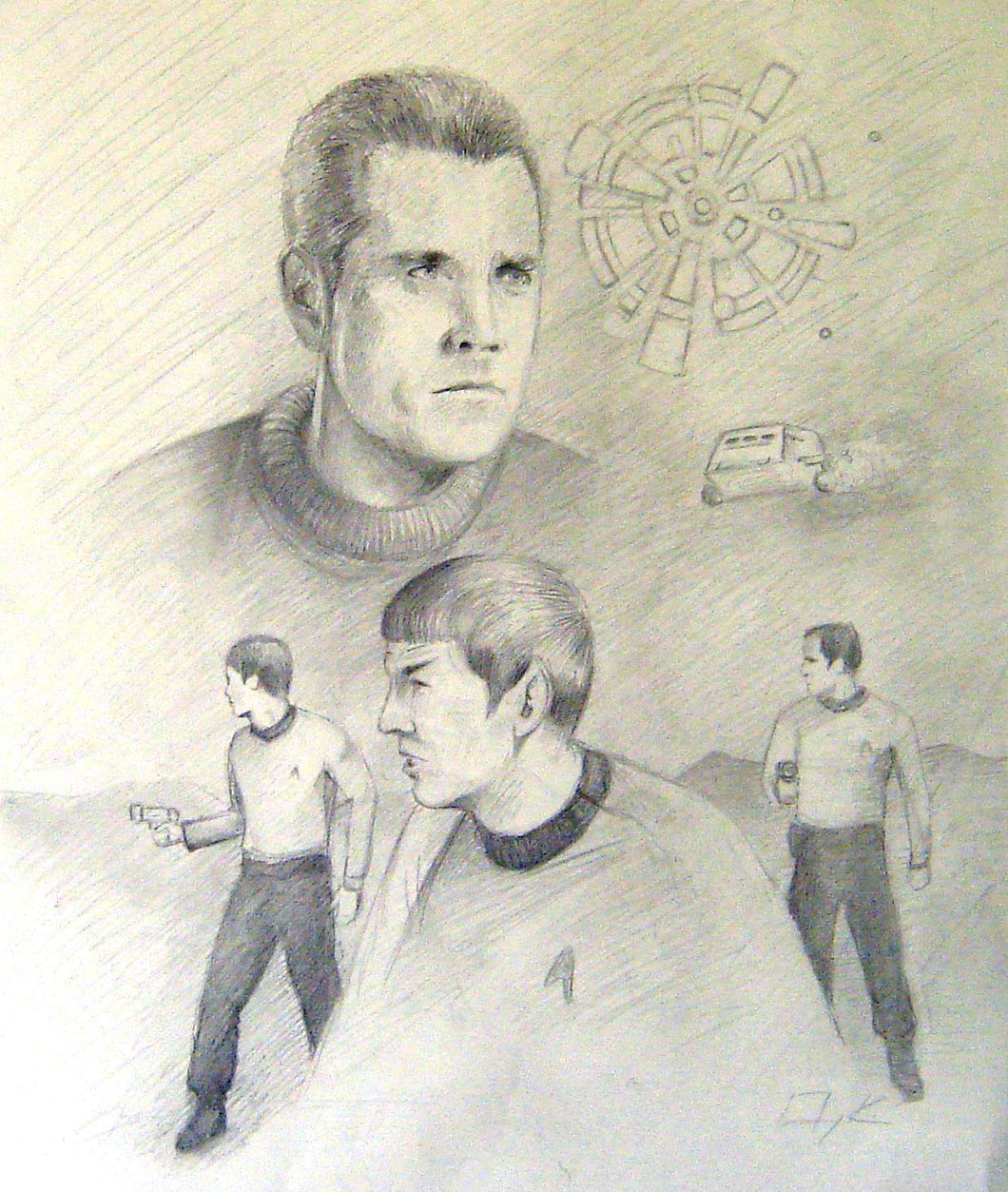 Pencil sketch- Captain Pike and Spock