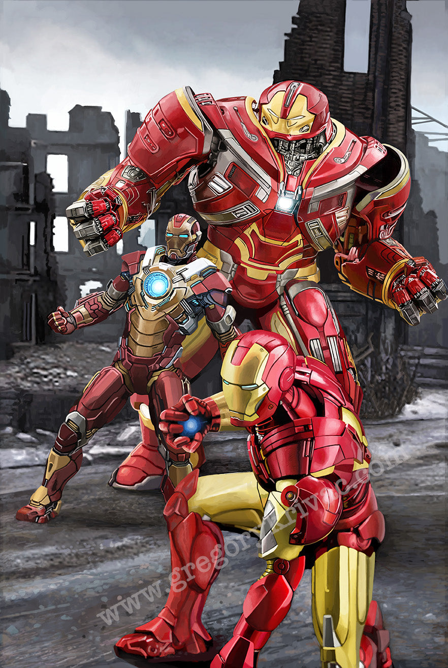 Iron Man, Hulkbuster and HeartBreaker