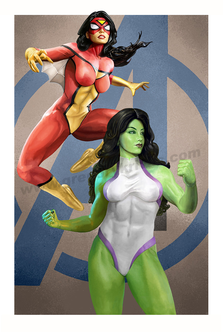 Team-Up: She-Hulk and SpiderWoman – Gregory Krivac Art